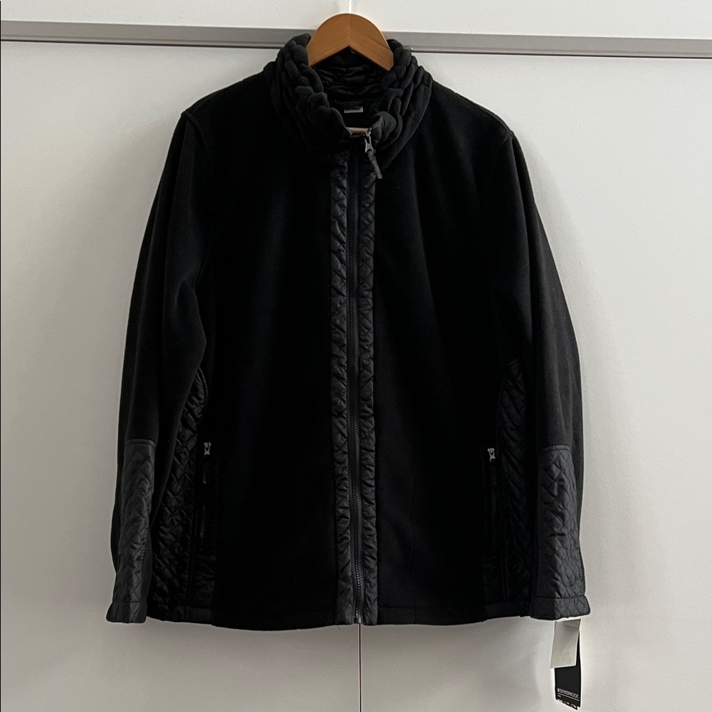 NWT Weatherproof Black Zip Front Fleece